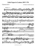 Little Fugue in G minor: 3 B flat clarinets, bass clarinet